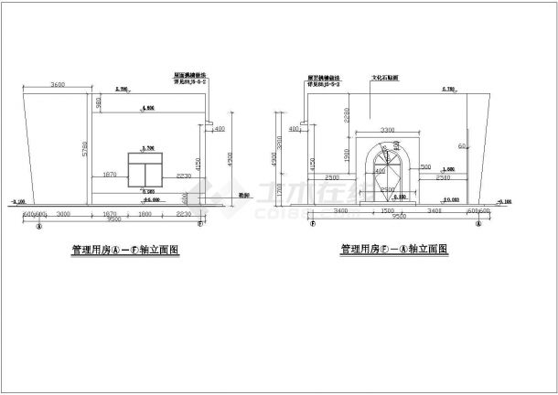 郑州某风景区180平米1层框架结构售票中心建筑设计CAD图纸-图一