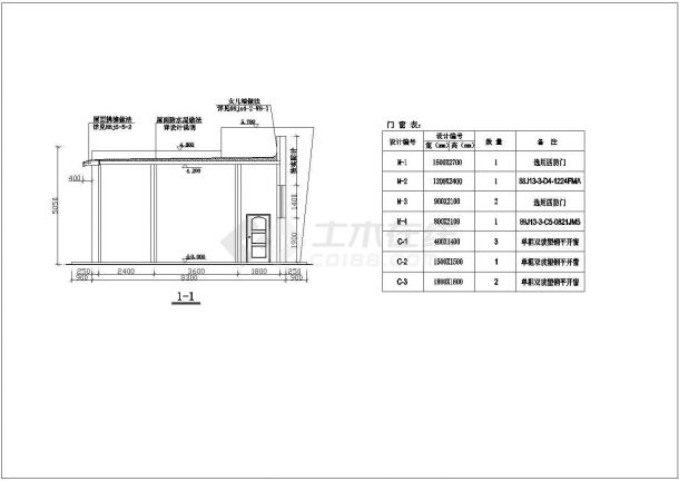 郑州某风景区180平米1层框架结构售票中心建筑设计CAD图纸-图二