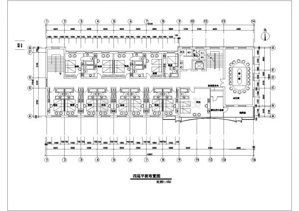 湘潭市某商业街高层商务大酒店客房层局部平面装修设计CAD图纸-图二