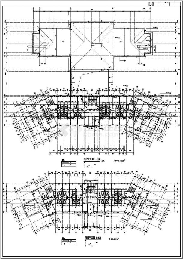 6600平米五层框架结构星级商务大酒店建筑设计CAD图纸-图二