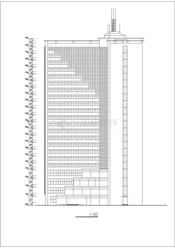乌鲁木齐市某商业街22层短肢剪力墙结构商务酒店建筑设计CAD图纸-图一