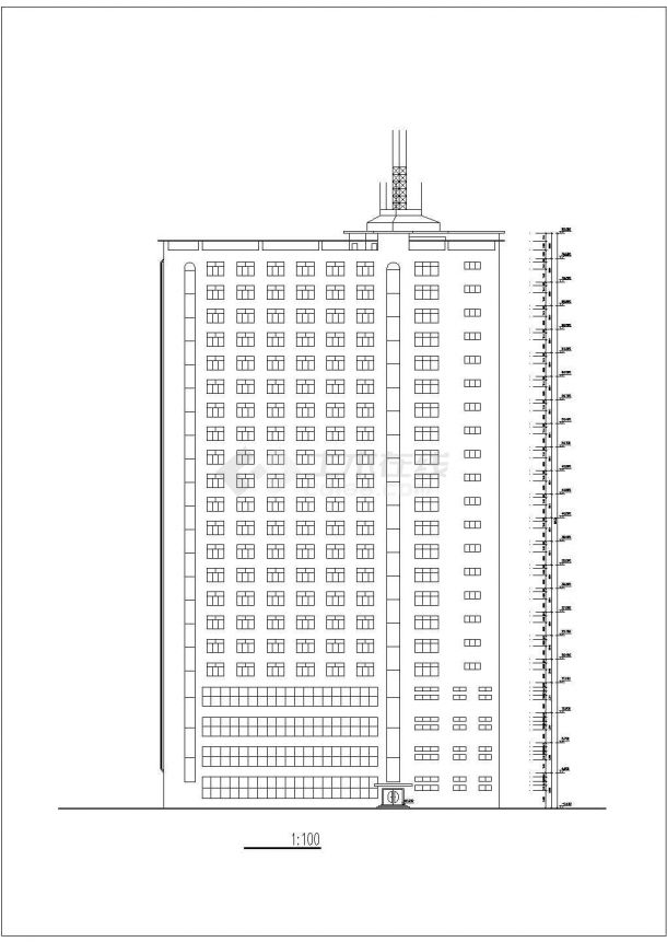 乌鲁木齐市某商业街22层短肢剪力墙结构商务酒店建筑设计CAD图纸-图二