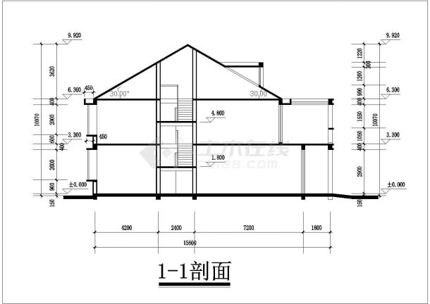 武汉市惠安新村某2层砖混结构独栋别墅建筑设计CAD图纸（含结构图）-图一