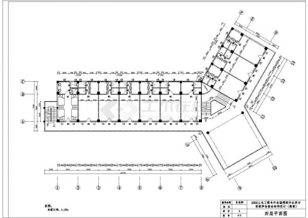 宿迁市某高等学院7层框架结构Y字形宿舍楼全套建筑设计CAD图纸-图二