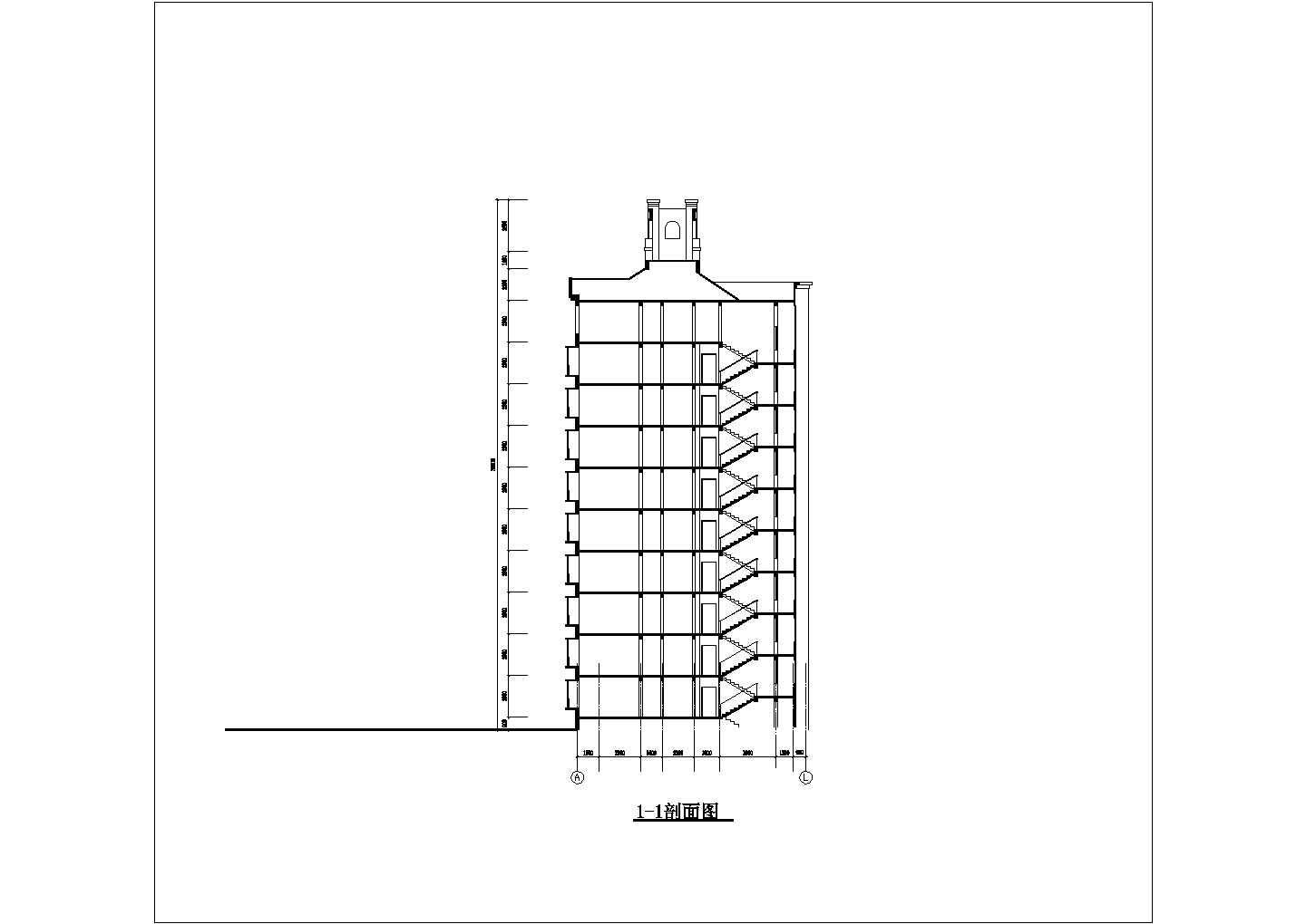 某小区9+1层单元式高层住宅楼建筑设计施工图（含平立剖）