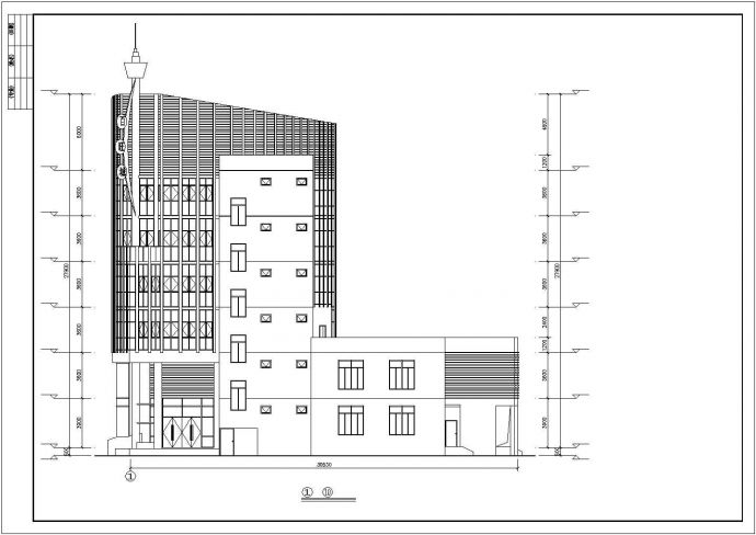 2200平米6层框架结构高档中餐厅全套建筑设计CAD图纸_图1