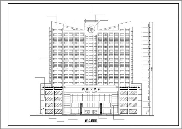 福州市某商业街20层框架结构星级酒店建筑设计CAD图纸-图二