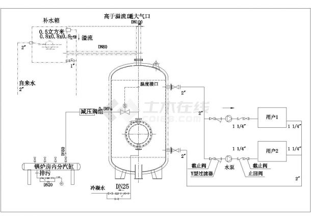 安徽省某机械工厂新式常压容积式热交换器图-图一