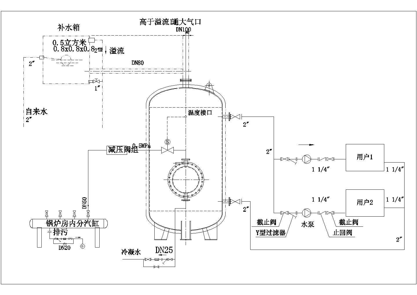 安徽省某机械工厂新式常压容积式热交换器图