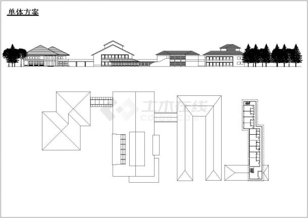 慈溪市某休闲度假村2200平米3层民宿酒店建筑设计CAD图纸-图一