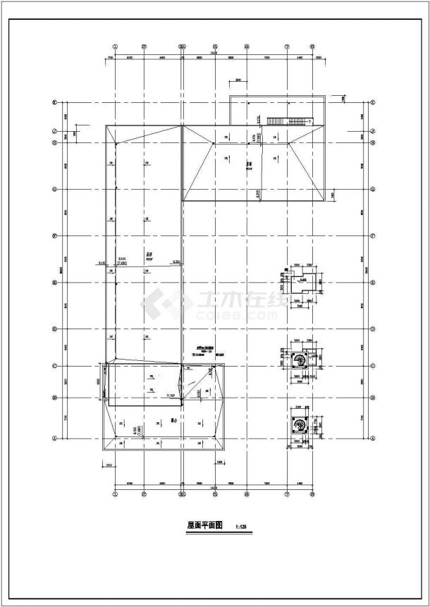 溧阳市某商业街2300平米3层框架结构商业综合楼建筑设计CAD图纸-图一