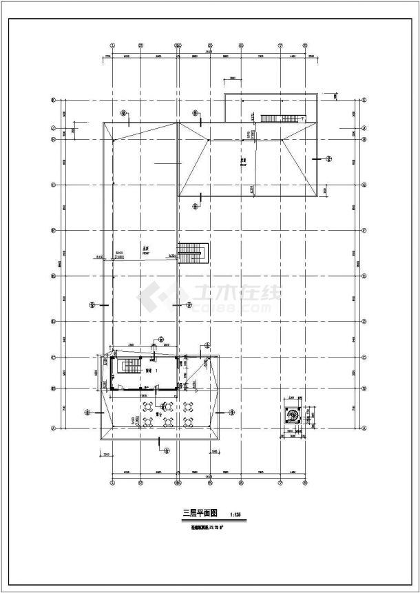 溧阳市某商业街2300平米3层框架结构商业综合楼建筑设计CAD图纸-图二
