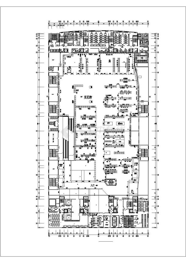 沈阳市某商业街3层框架结构百货商场平面设计CAD图纸（含地下室）-图二