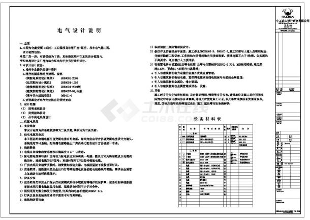 萍乡单层厂房CAD电气设计完整图-图一