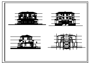 别墅设计_某三层联排双拼欧式风格别墅建筑施工cad图，含效果图-图二