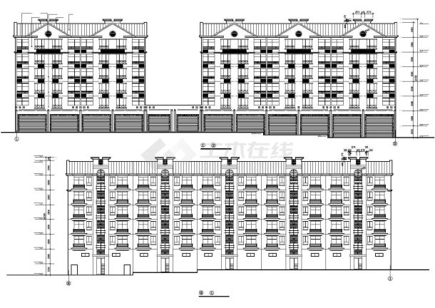 6800平米6层框混结构临街商住楼建筑设计CAD图纸（底层商铺）-图二