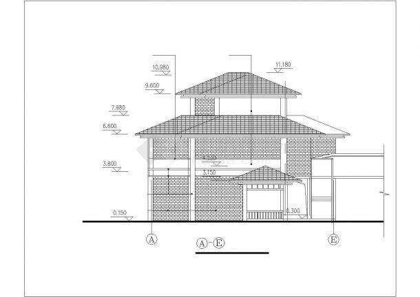 某大学内部440平米2层框架结构商业综合楼建筑设计CAD图纸-图一