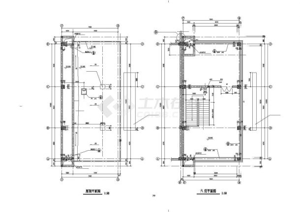 武汉市某商业街6层框架结构塔式管理中心建筑设计CAD图纸-图一
