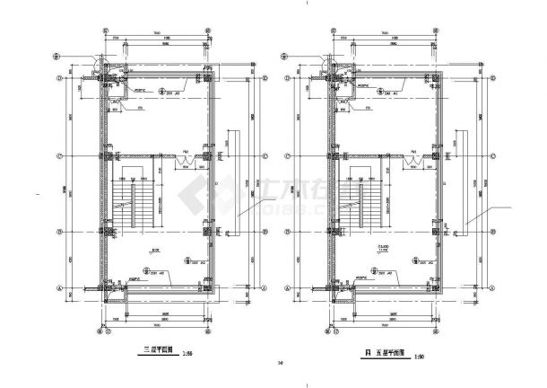 武汉市某商业街6层框架结构塔式管理中心建筑设计CAD图纸-图二