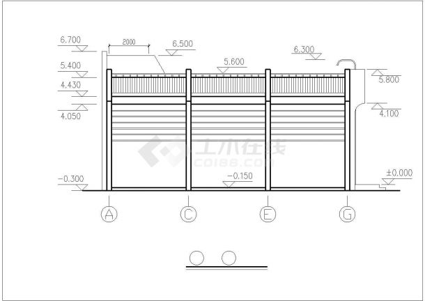 某单位450平米单层砖混结构职工食堂建筑设计CAD图纸-图二
