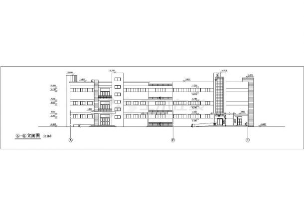 武汉市某商业街4900平米3层框架结构休闲会所建筑设计CAD图纸-图一