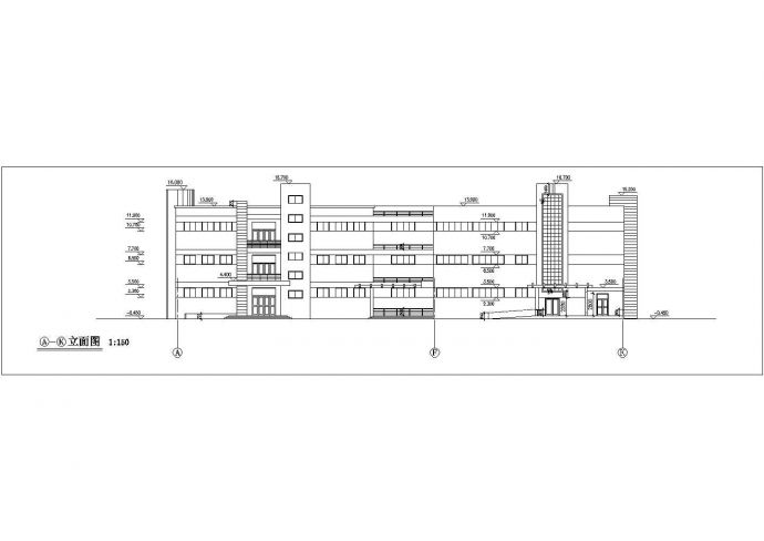 武汉市某商业街4900平米3层框架结构休闲会所建筑设计CAD图纸_图1