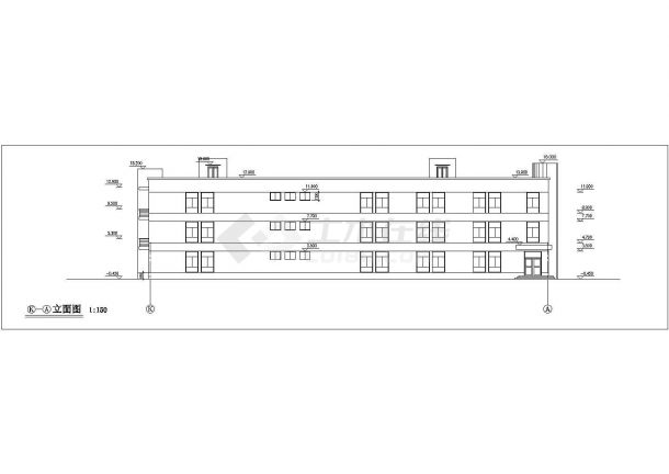 武汉市某商业街4900平米3层框架结构休闲会所建筑设计CAD图纸-图二