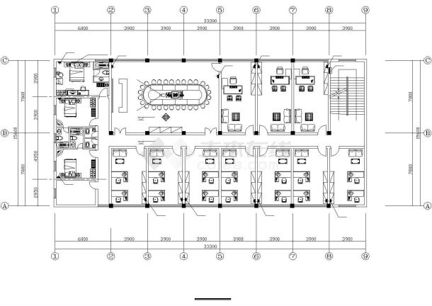 某建筑公司3层砖混结构办公综合楼建筑+电气设计CAD图纸-图二