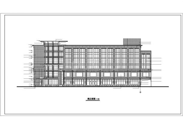 临街7层框架结构商业综合楼立剖面设计CAD图纸（含地下1层）-图一
