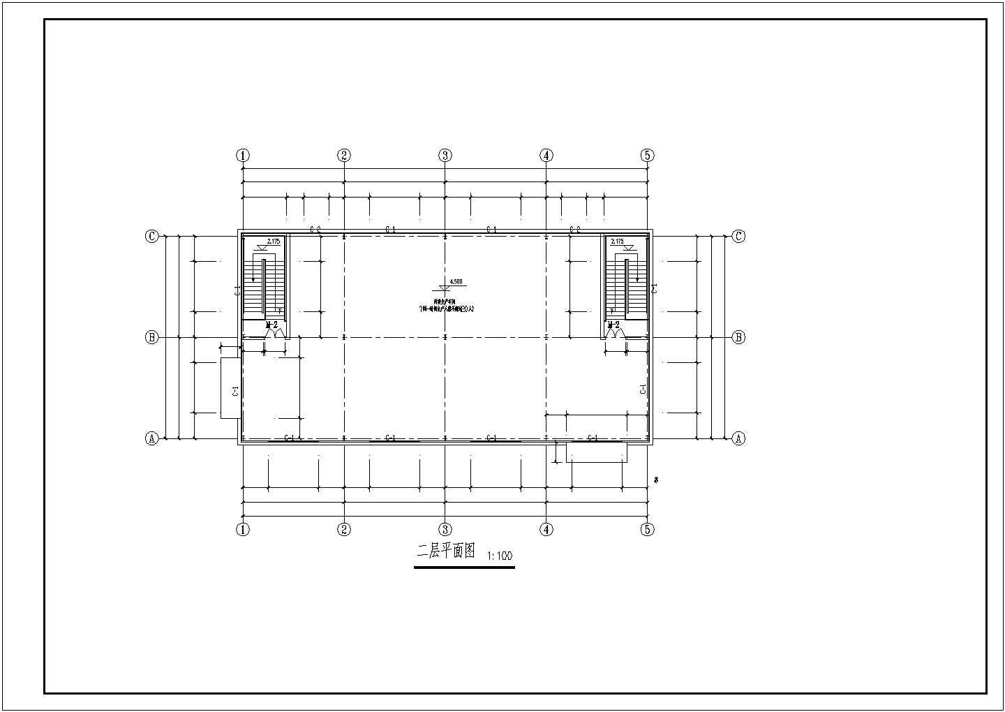 某两层钢框架车间建筑CAD完整设计图