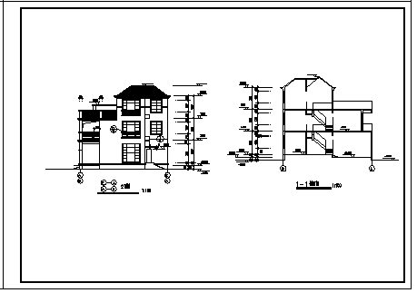 住宅设计_某三层简洁两户双联式住宅建筑施工cad图，含效果图-图一