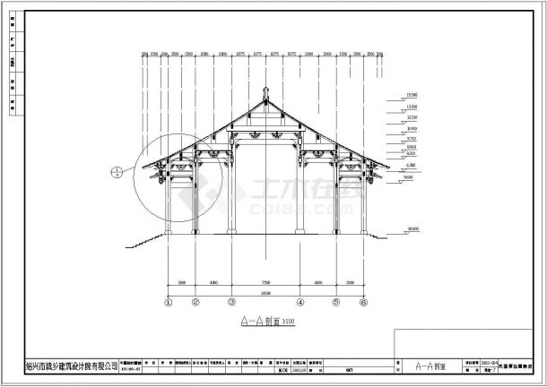某地山门建筑规划CAD施工图纸-图二