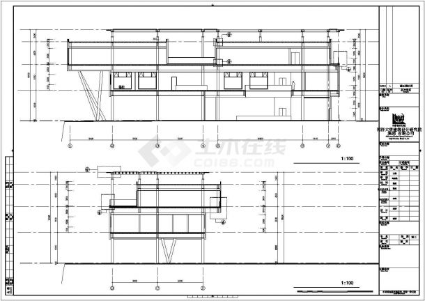 某三层钢框架结构售楼处设计方案CAD图纸-图二