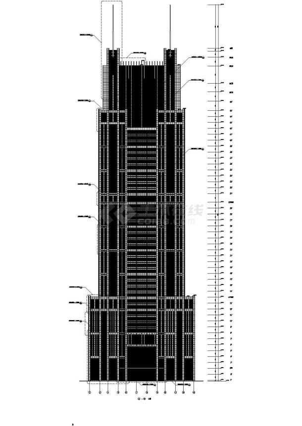 某四十六层大厦办公楼设计方案CAD图纸-图一