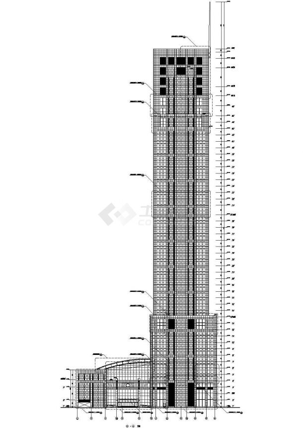 某四十六层大厦办公楼设计方案CAD图纸-图二