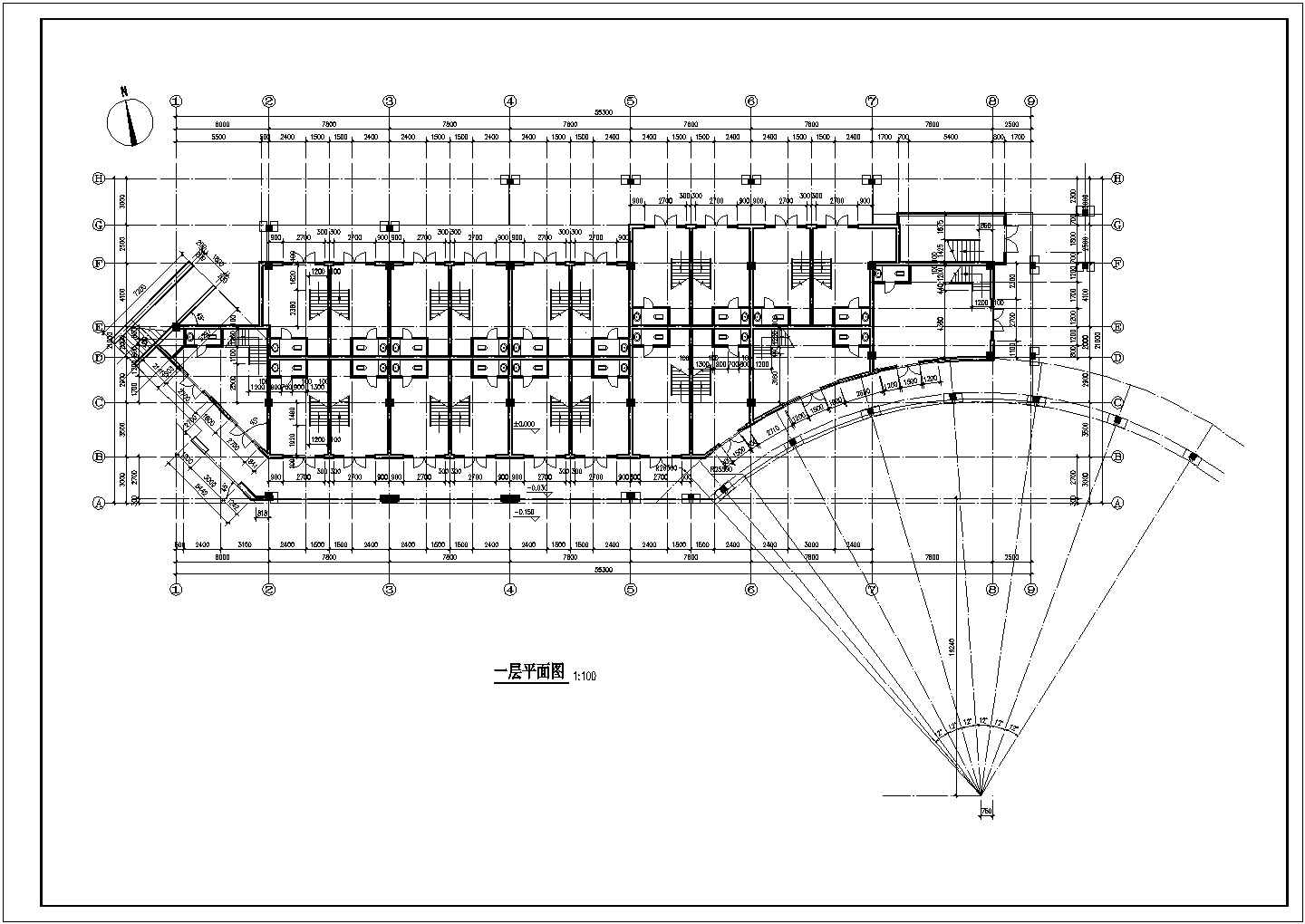 芜湖市某商业街1.2万平米4层框架结构百货商场建筑设计CAD图纸