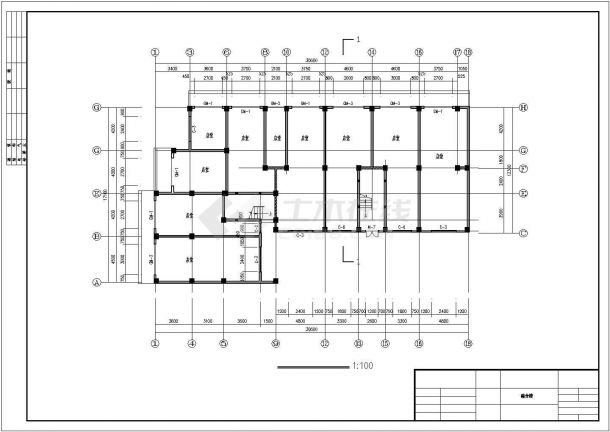 长沙市某小区7100平米7层框架结构商住楼建筑设计CAD图纸（底层商铺）-图一