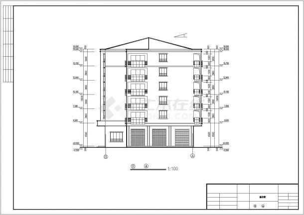 长沙市某小区7100平米7层框架结构商住楼建筑设计CAD图纸（底层商铺）-图二
