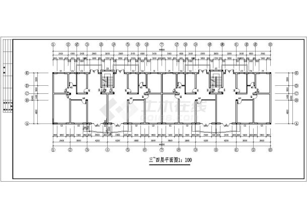 4900平米6层框架结构商住楼建筑设计CAD图纸（含阁楼/底层门面房）-图二