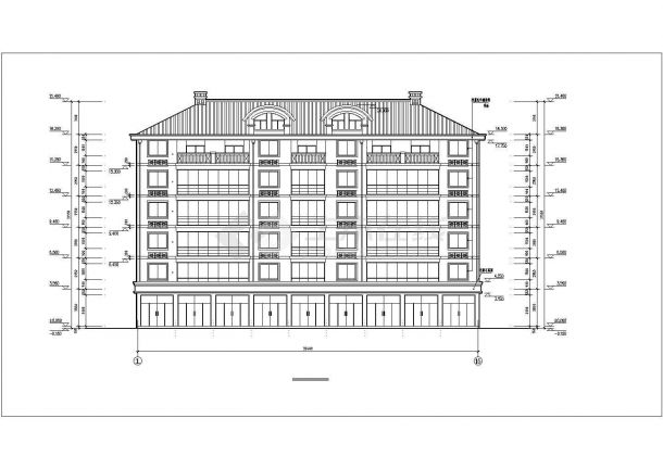 7层框混结构商业住宅楼建筑设计CAD图纸（底层商铺/含阁楼层）-图一