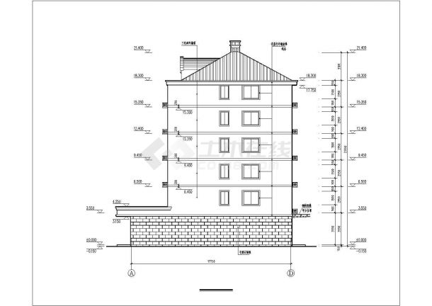 7层框混结构商业住宅楼建筑设计CAD图纸（底层商铺/含阁楼层）-图二
