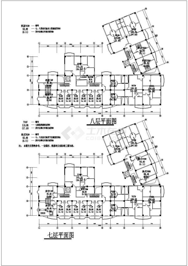 11层框架结构商住公寓楼设计CAD图纸（底层商铺/含地下车库）-图二