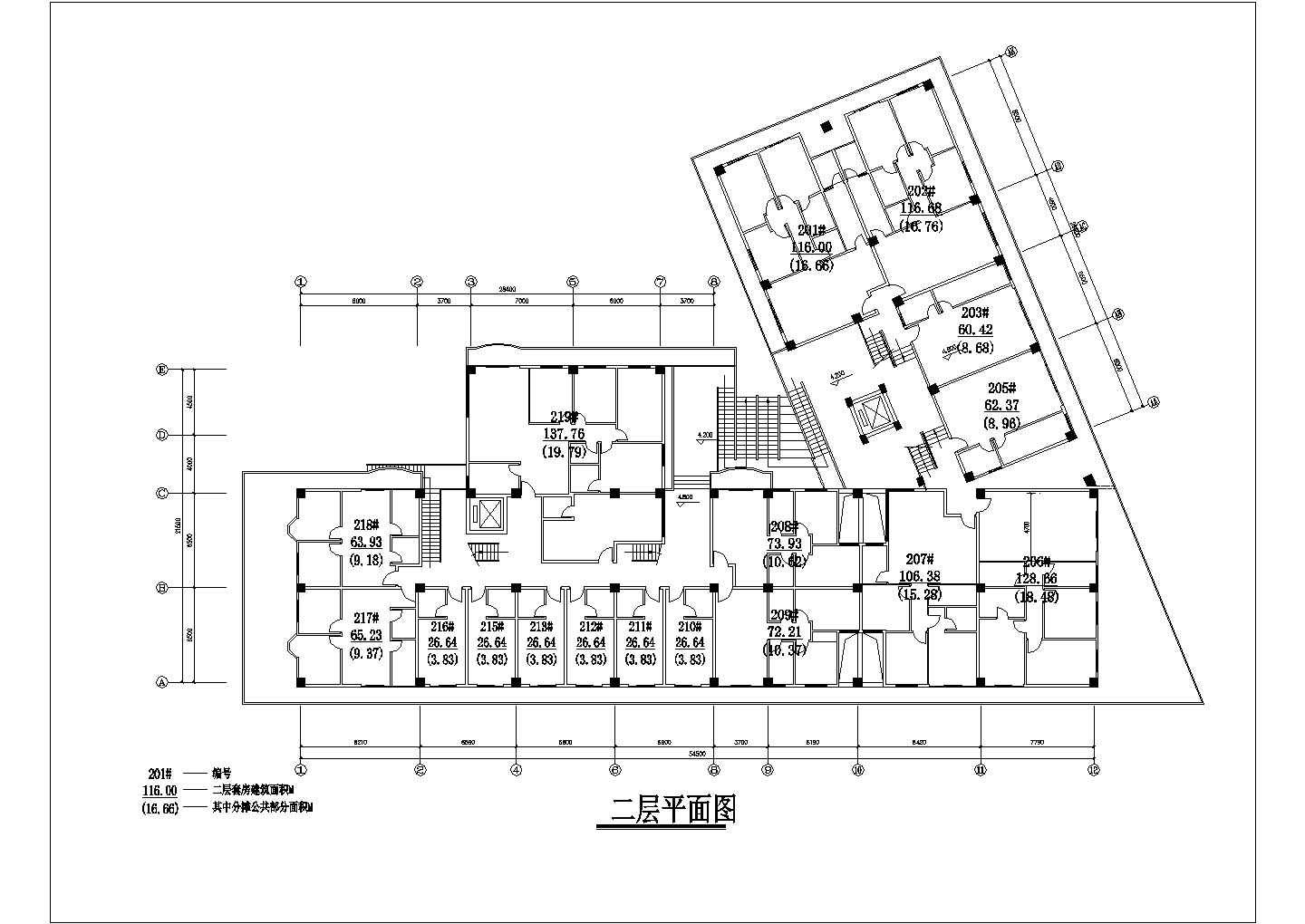 11层框架结构商住公寓楼设计CAD图纸（底层商铺/含地下车库）