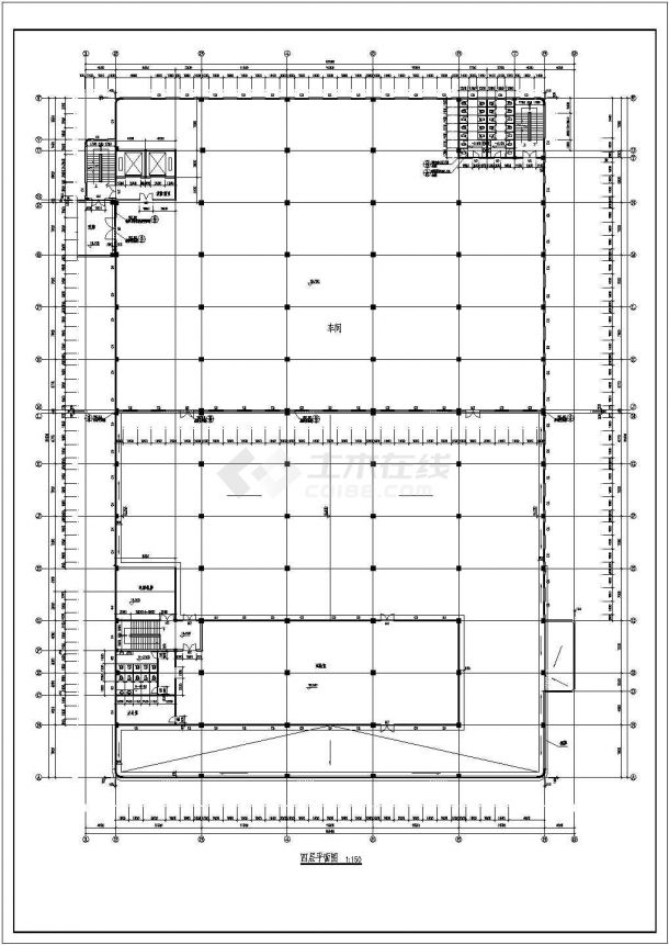 厂房设计_某4+1夹层大型厂房建筑施工CAD图-图二