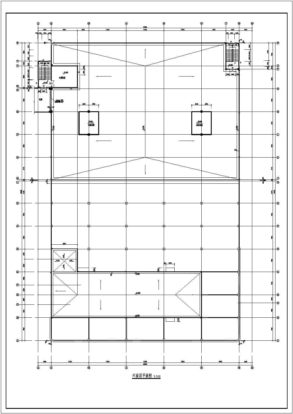 厂房设计_某4+1夹层大型厂房建筑施工CAD图