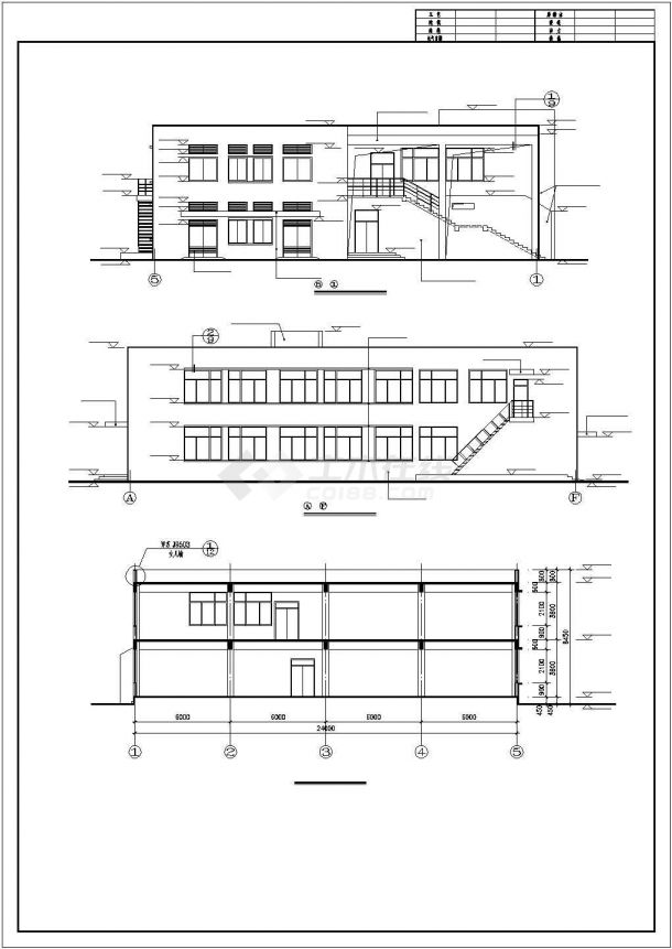 某工厂占地680平米2层框架结构职工食堂建筑设计CAD图纸-图二
