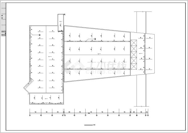 某学校3600平米3层框架结构职工餐厅建筑设计CAD图纸-图二