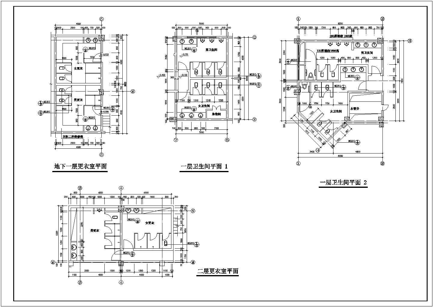 重庆市某星级大酒店内部标准间客房平面设计CAD图纸（8套方案）