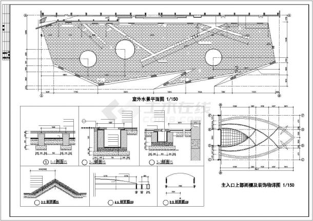 北京某大学局部四层钢框架结构体育馆全套建筑设计CAD图纸-图二