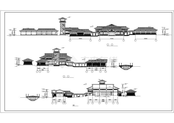 湖州市某度假区2000平米单层框架结构休闲会所建筑设计CAD图纸-图一
